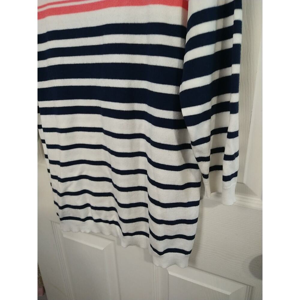 Lett & Me Woman's L Sweater Striped Nautical White Blue Pink Lightweight 3/4... - Picture 7 of 10